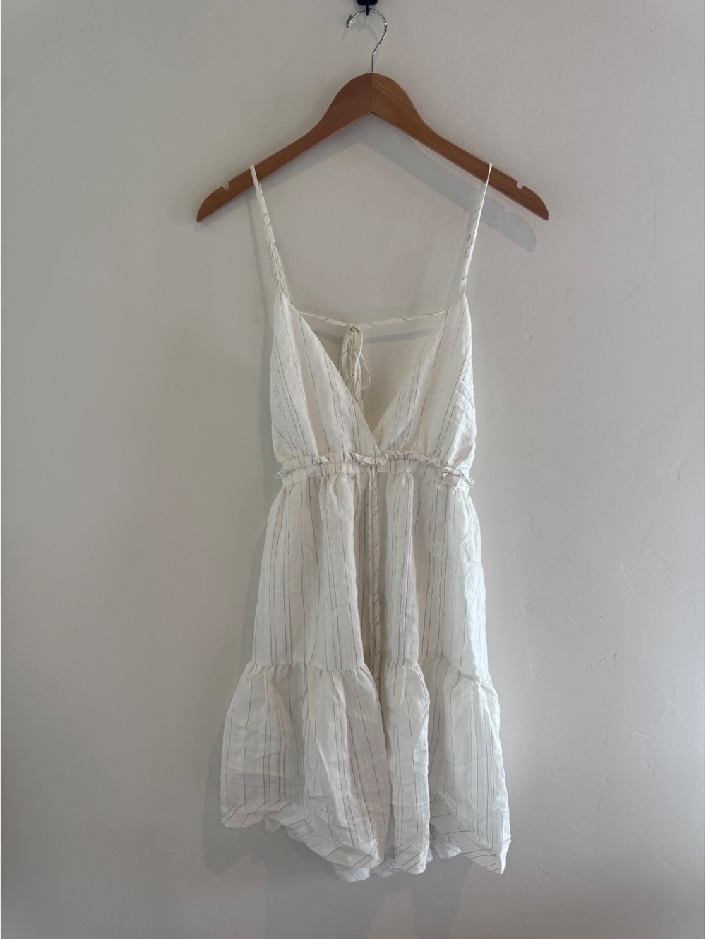 Forever 21 White Striped Open Back Mini Dress Size Large